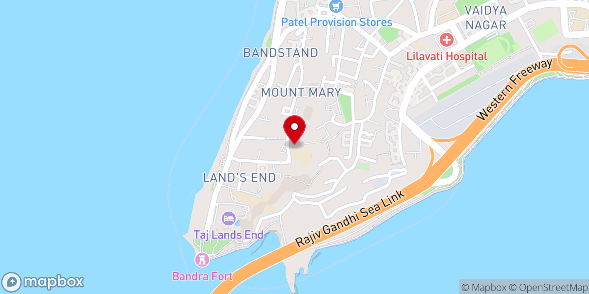 Map showing location of Basilica of Our Lady of the Mount (Bandra, Mumbai)