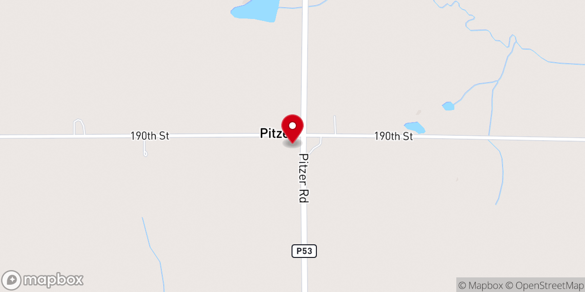 Map showing location of Pitzer United Presbyterian Church