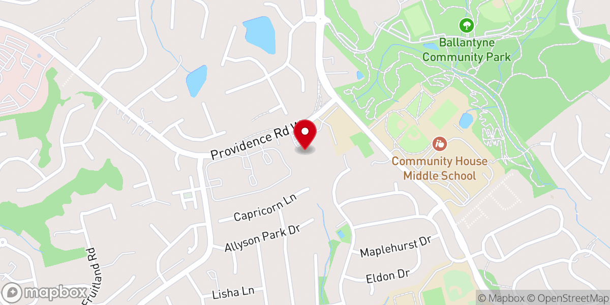 Map showing location of Ballantyne Presbyterian Church