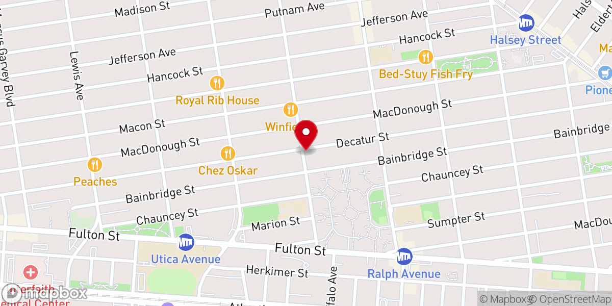 Map showing location of Brooklyn Rescue Mission Urban Harvest Center