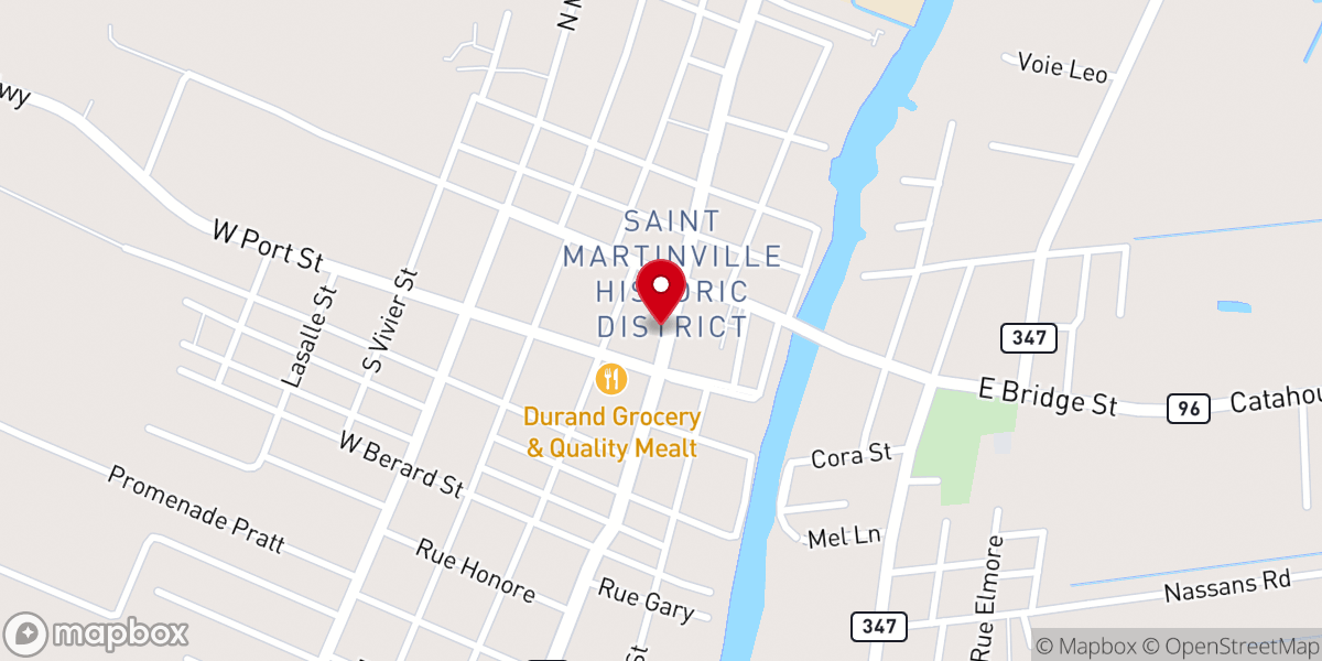 Map showing location of St Martinville