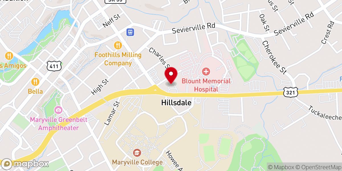 Map showing location of Highland Presbyterian Church