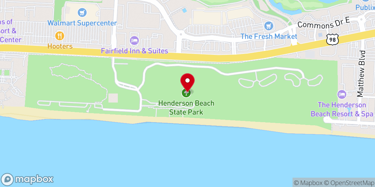 Map showing location of Henderson Beach State Park