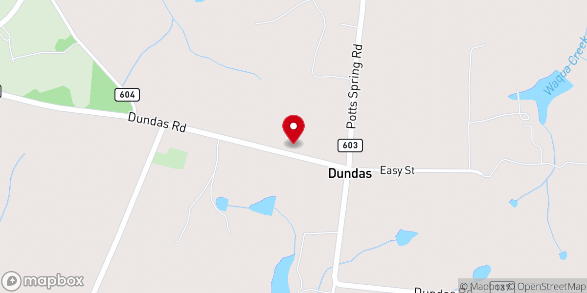 Map showing location of Dundas Baptist Church