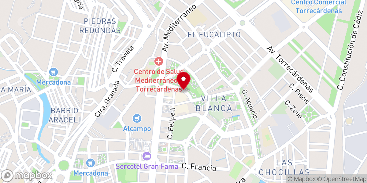 Map showing location of Nueva Vida Iglesia Evangélica de Almería