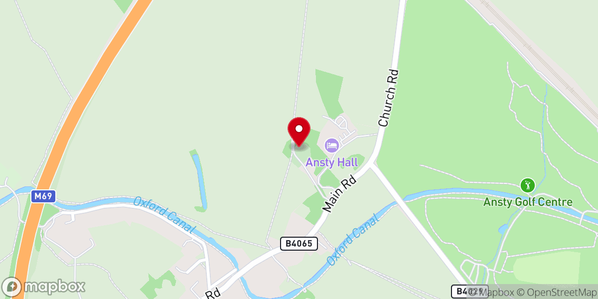 Map showing location of St James' Church, Ansty