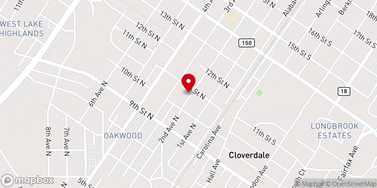 Map showing location of Beulah Baptist Church
