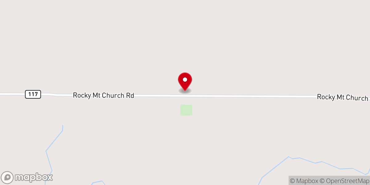 Map showing location of Rocky Mt Baptist Church
