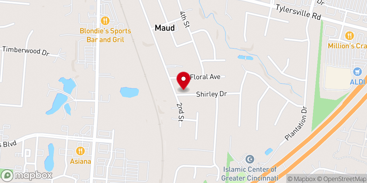 Map showing location of Living Water Baptist Church
