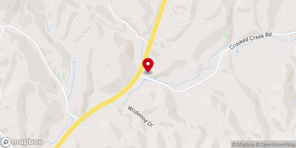 Map showing location of Middle Fork Baptist Church
