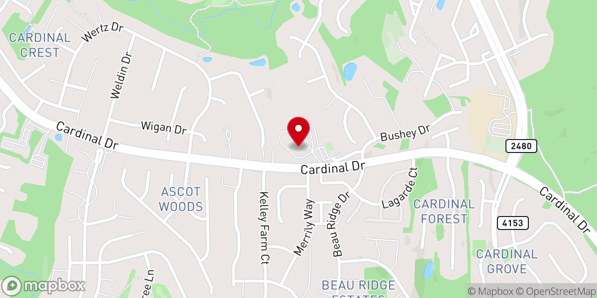 Map showing location of Neabsco Baptist Church