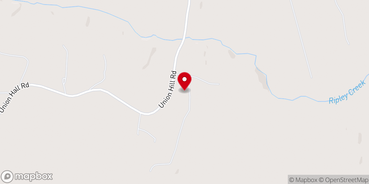Map showing location of Union Hill Church
