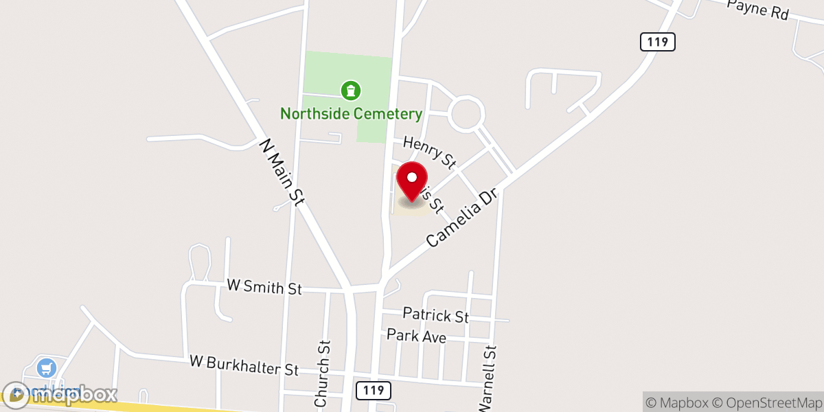 Map showing location of Ash Branch Manor