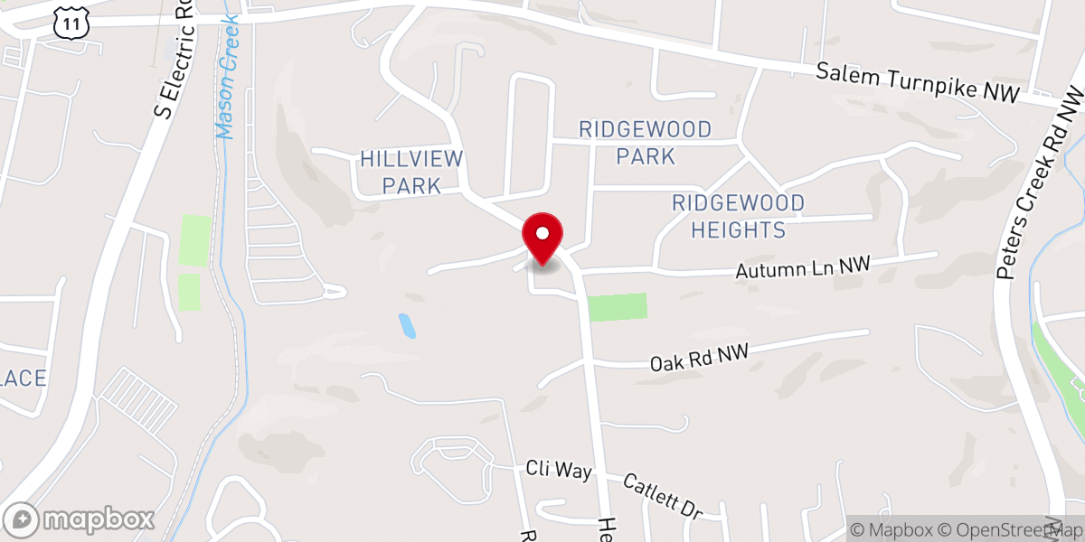 Map showing location of Ridgewood Baptist Church