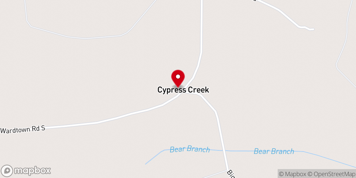 Map showing location of Cypress Creek Freewill Baptist Church