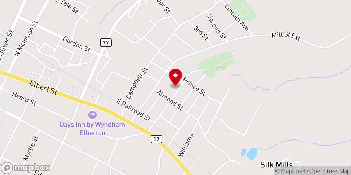 Map showing location of St Mary's CME Church