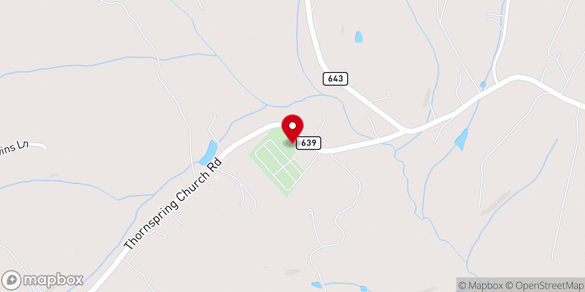 Map showing location of Thorne Spring Church