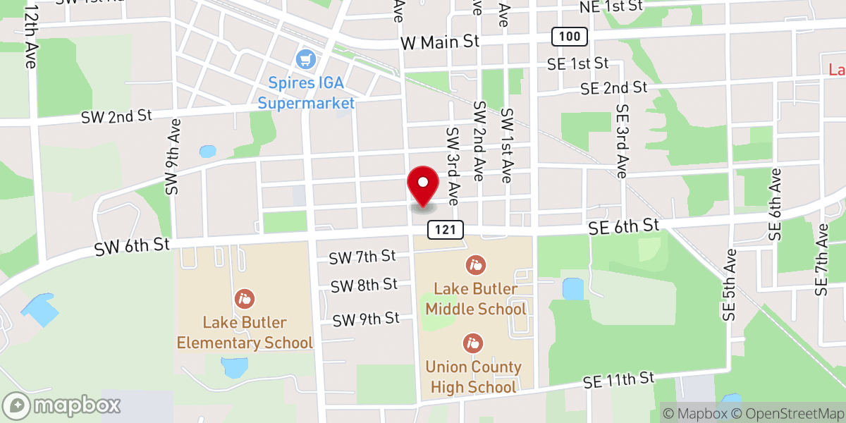 Map showing location of Trinity Baptist Church