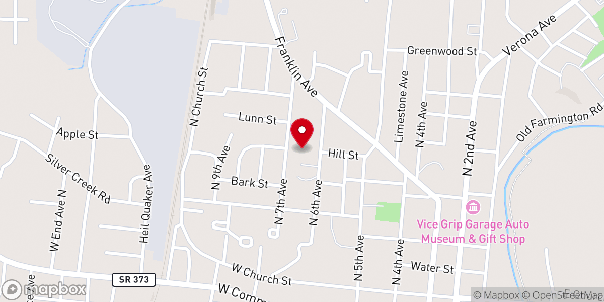 Map showing location of Greater First Baptist Church