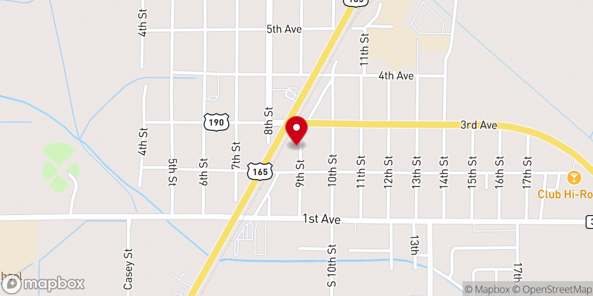 Map showing location of Allen Parish Ambulance Services