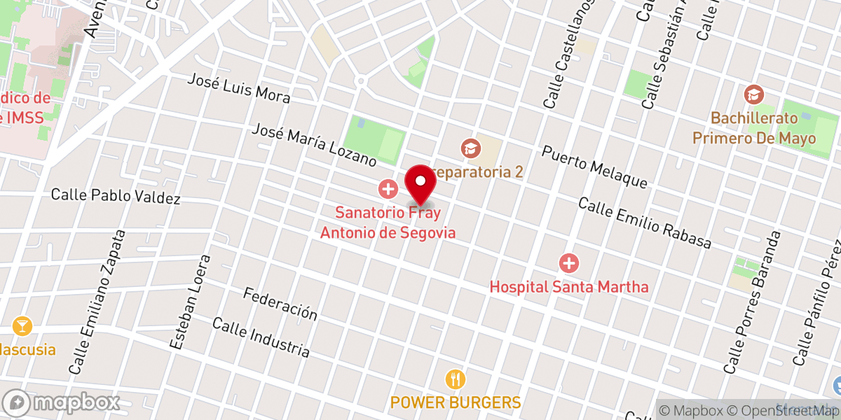 Map showing location of Casa de Oración San Juan Bautista