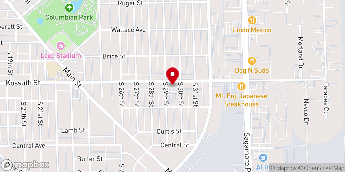 Map showing location of Kossuth Street Baptist Church