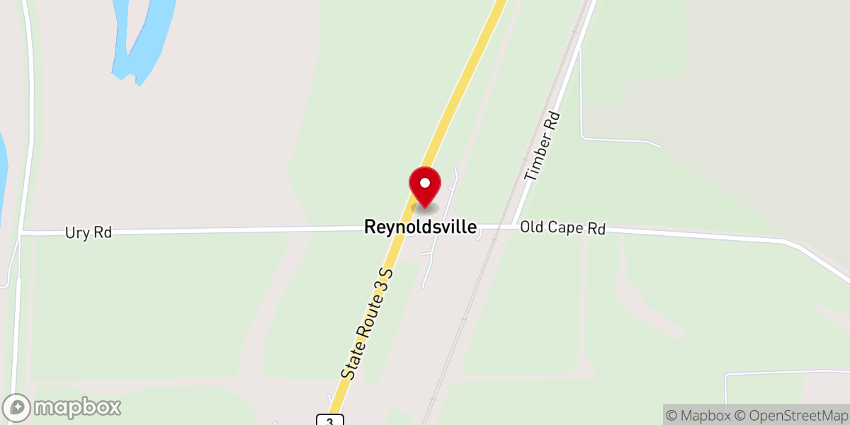 Map showing location of Reynoldsville Baptist Church