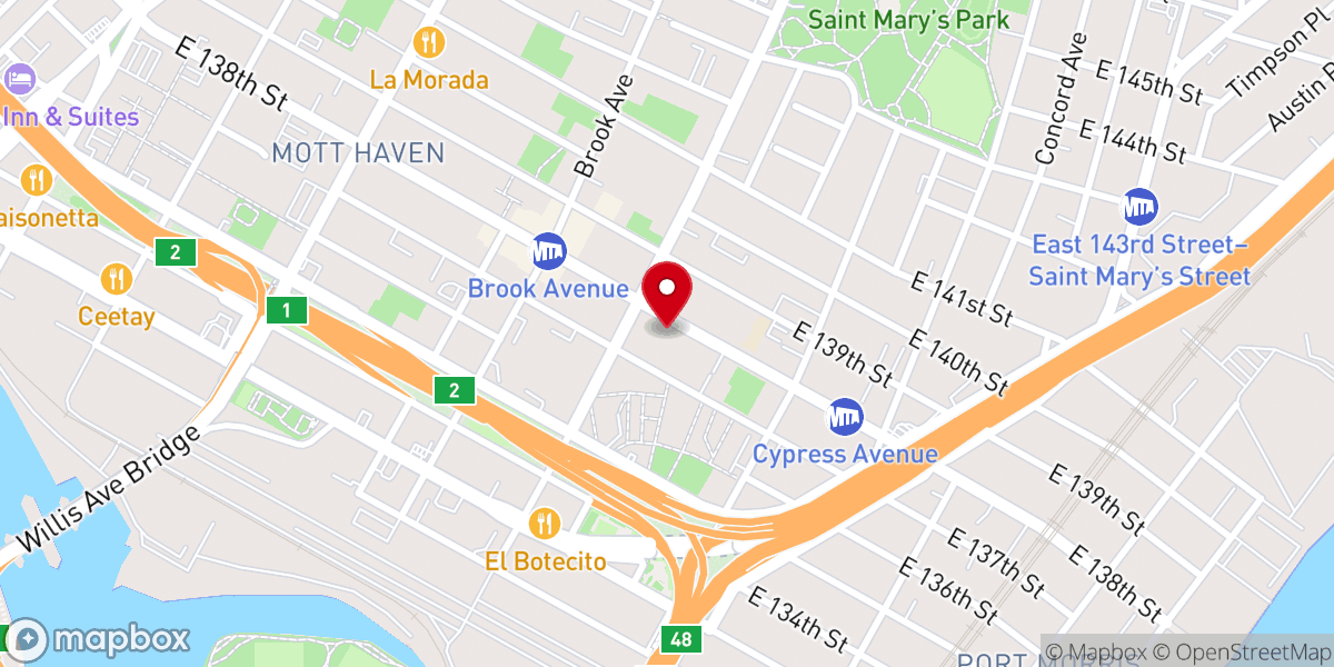 Map showing location of The Dermatology Specialists - Mott Haven