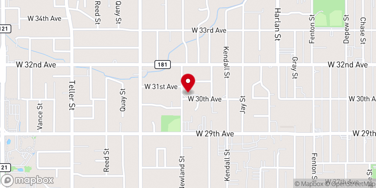 Map showing location of Crossroads Church of Denver