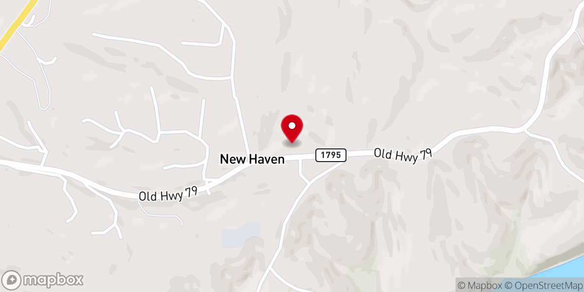 Map showing location of New Haven Baptist Church