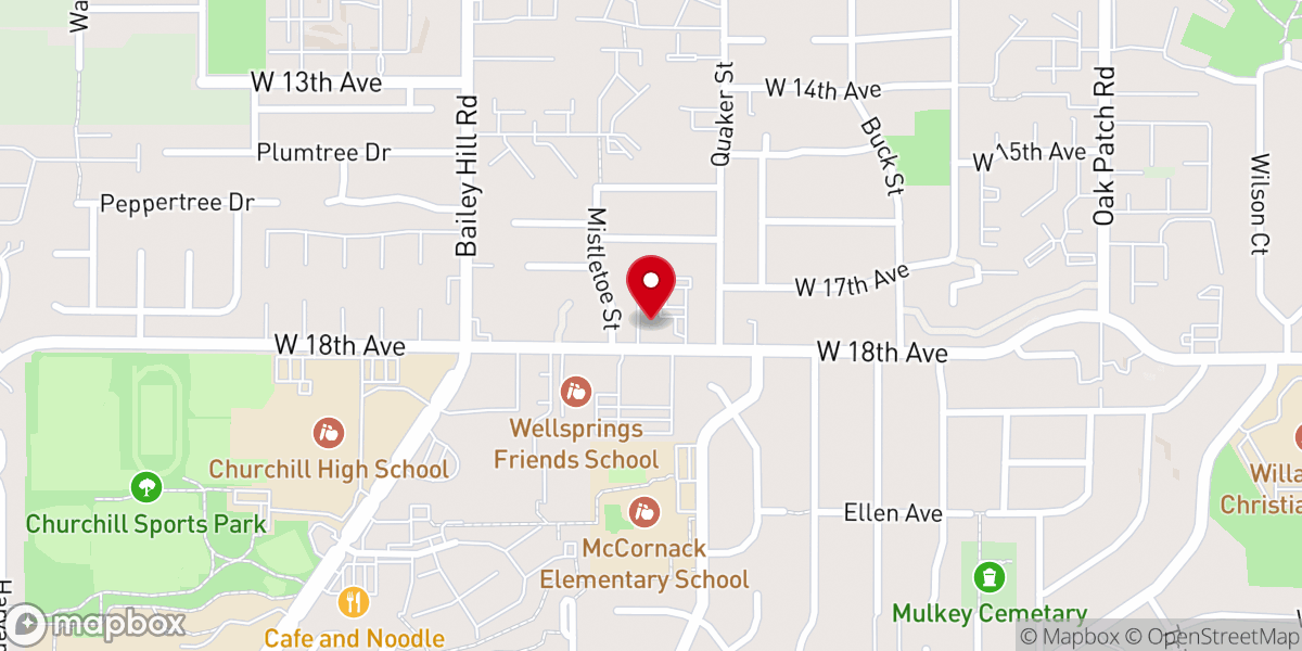 Map showing location of Eugene Friends Church