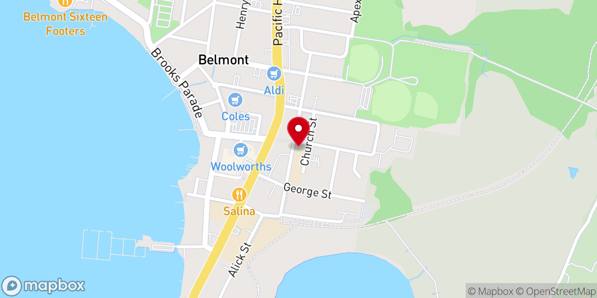 Map showing location of St Francis Xavier Belmont Church