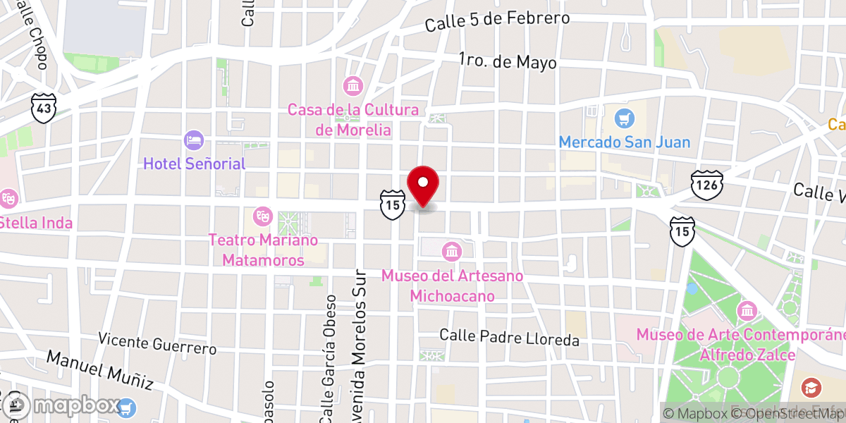 Map showing location of Rectoría de la Santa Cruz