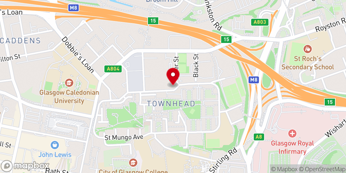 Map showing location of RCCG City of God, Glasgow