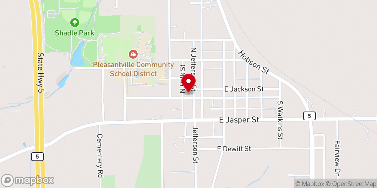 Map showing location of Pleasantville Memorial Hall