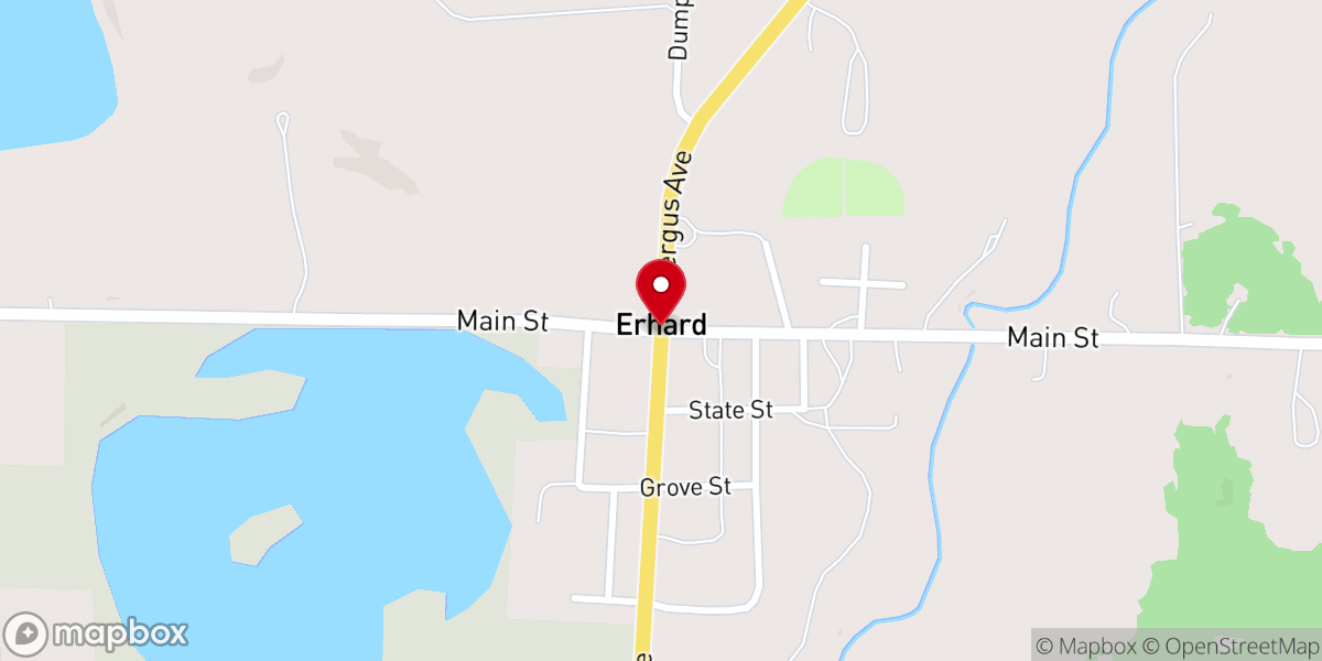 Map showing location of Erhard