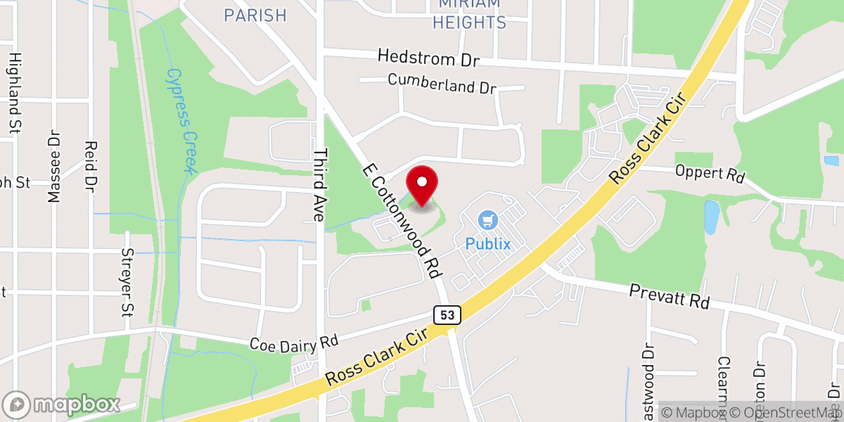 Map showing location of Berean Baptist Church