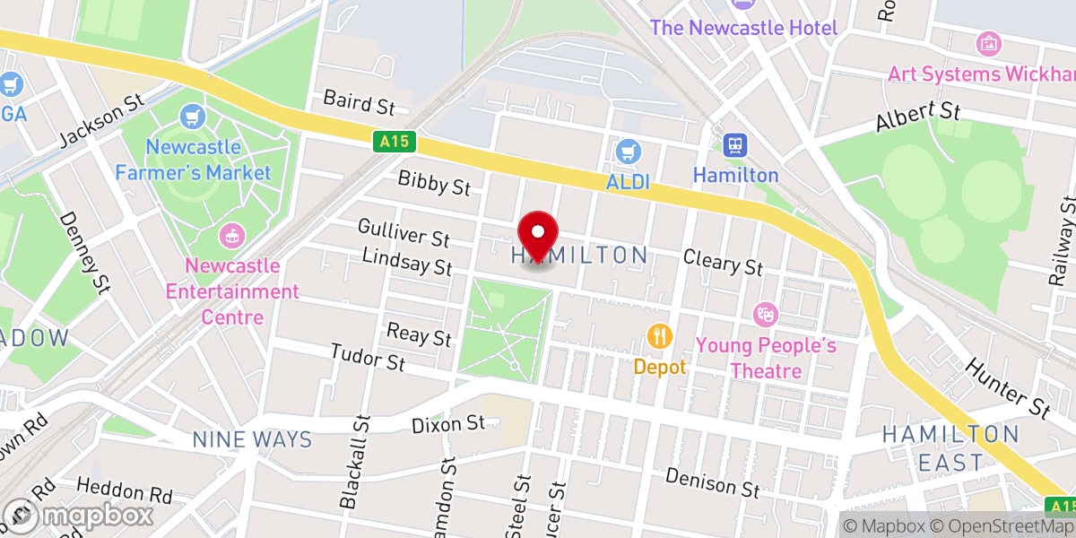 Map showing location of Hamilton Baptist Church