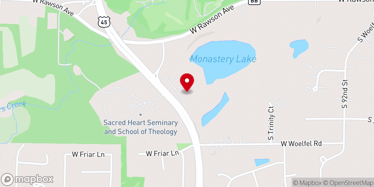 Map showing location of Sacred Heart At Monastery Lake