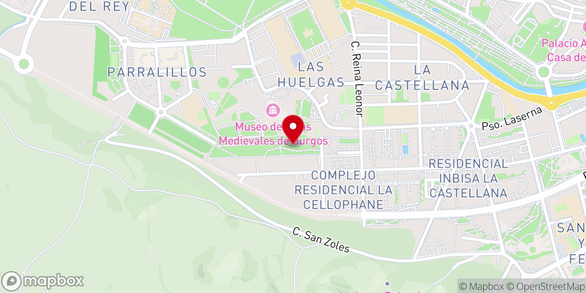 Map showing location of Jardines en traseras del Monasterio de las Huelgas