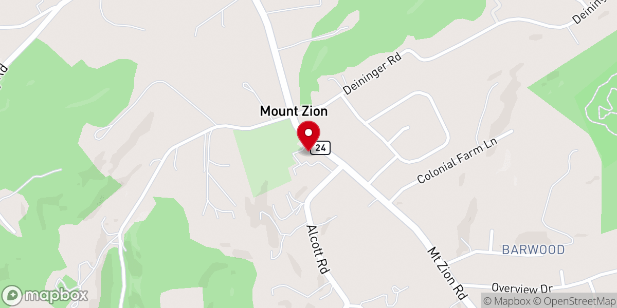 Map showing location of Mt. Zion Lutheran Church