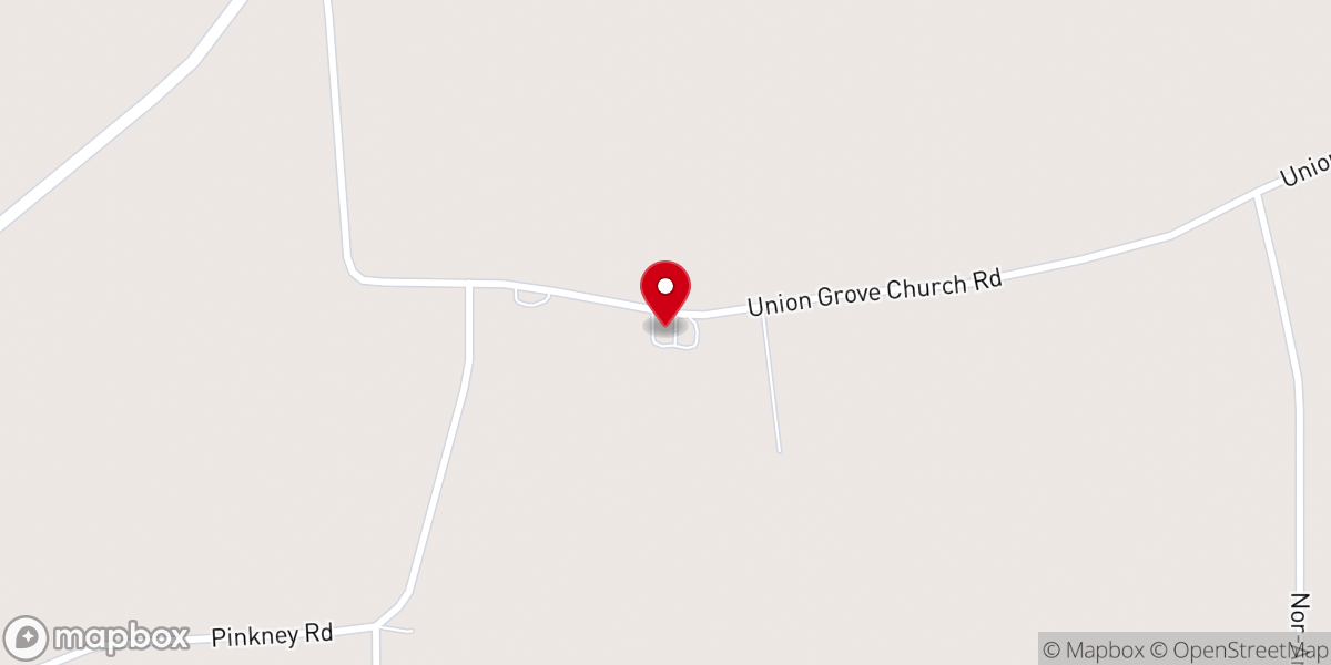 Map showing location of Union Grove FWB Church