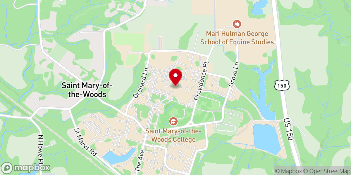 Map showing location of Shrine of Saint Mother Theodore Guerin