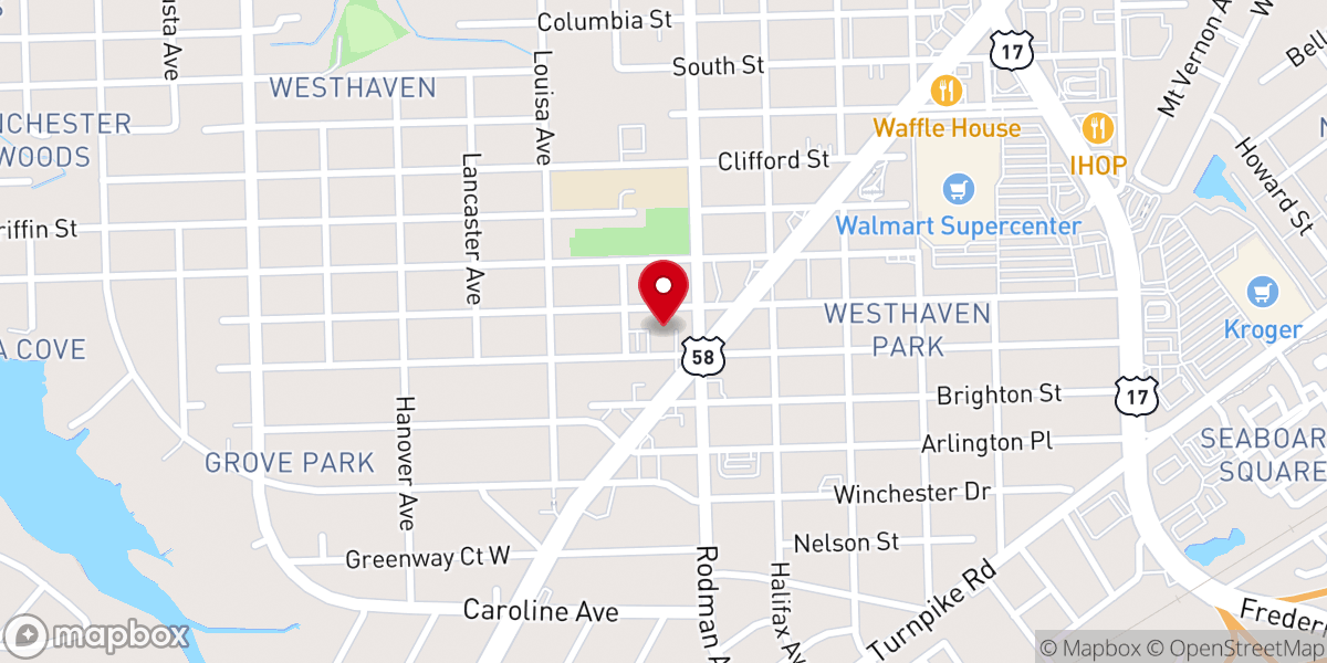Map showing location of Grove Park Baptist Church
