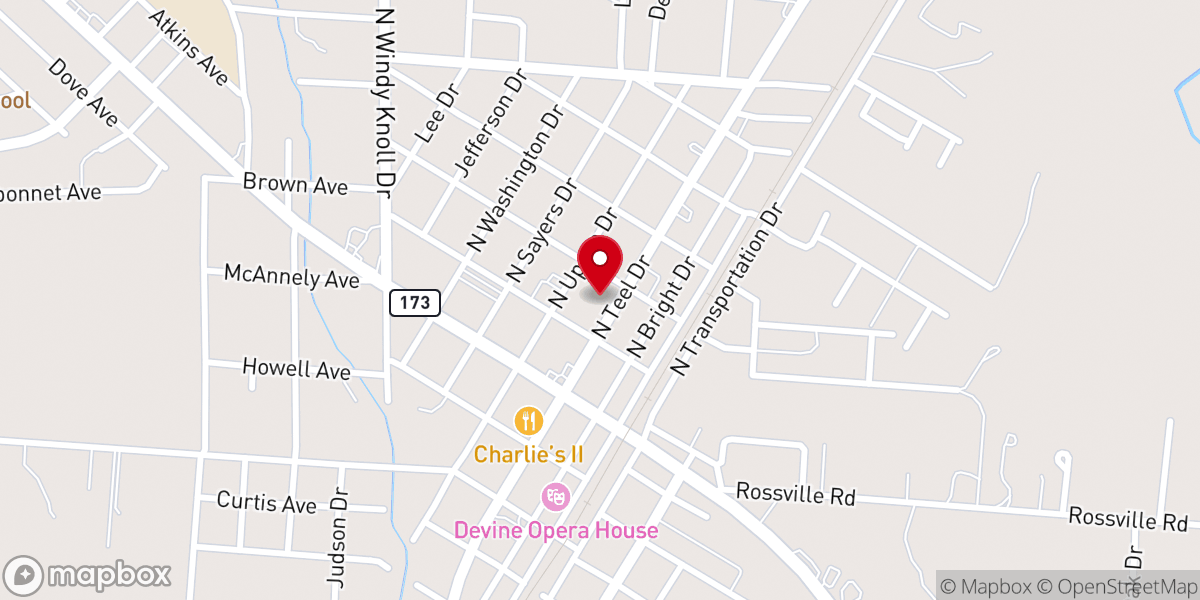 Map showing location of Harvest Tabernacle Church
