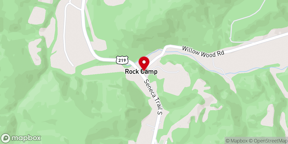 Map showing location of Rock Camp Missionary Baptist Church