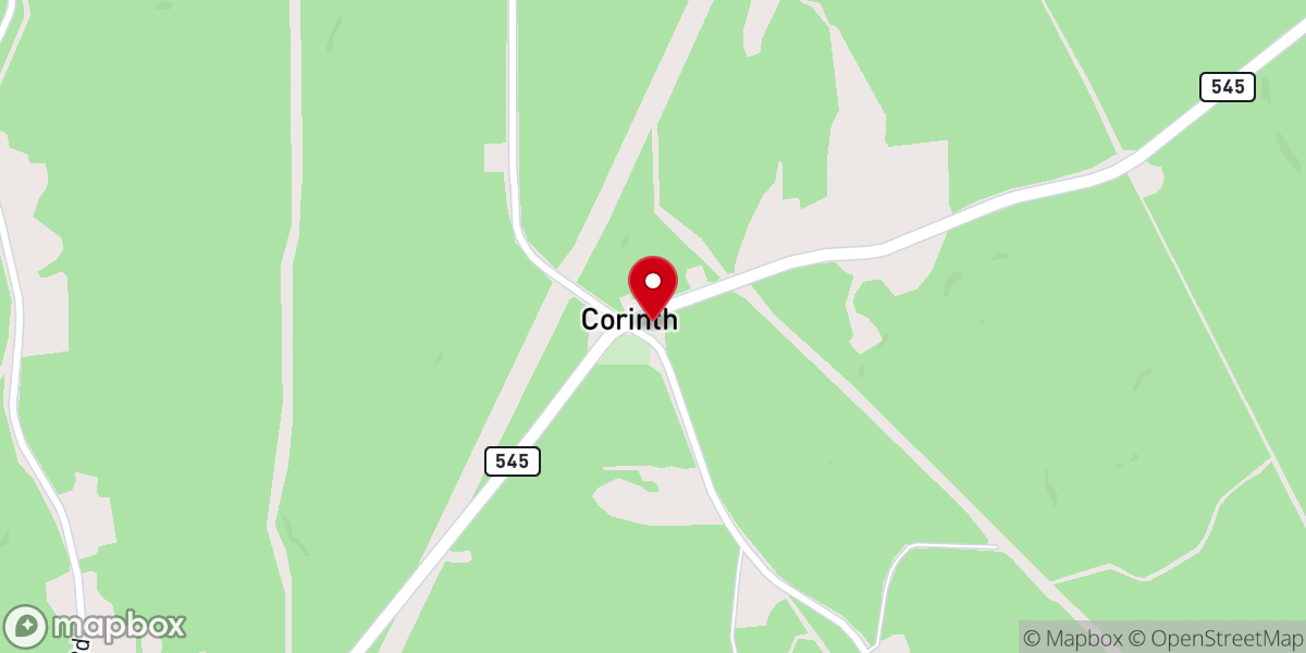 Map showing location of Corinth Baptist Church