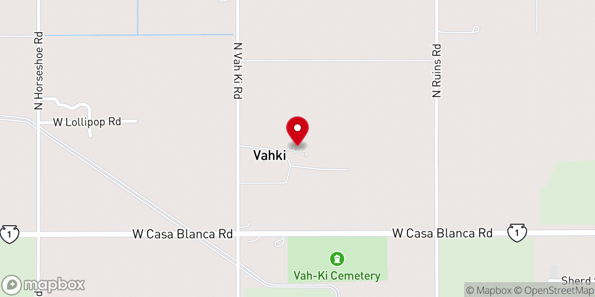 Map showing location of Vah-ki Presbyterian Church