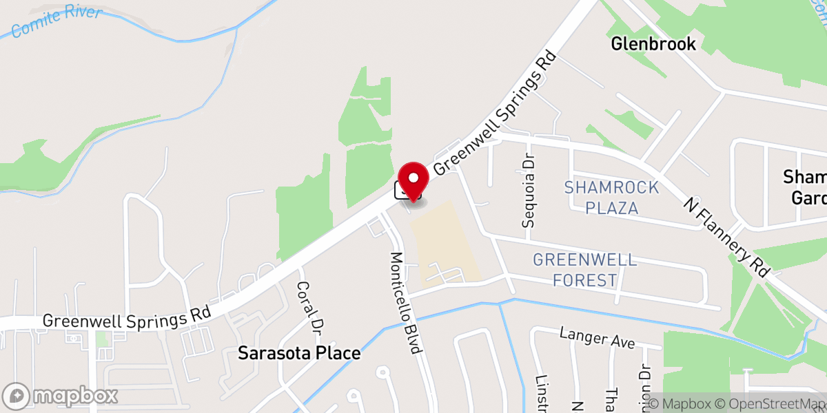 Map showing location of Greenwell Springs Road Church of Christ