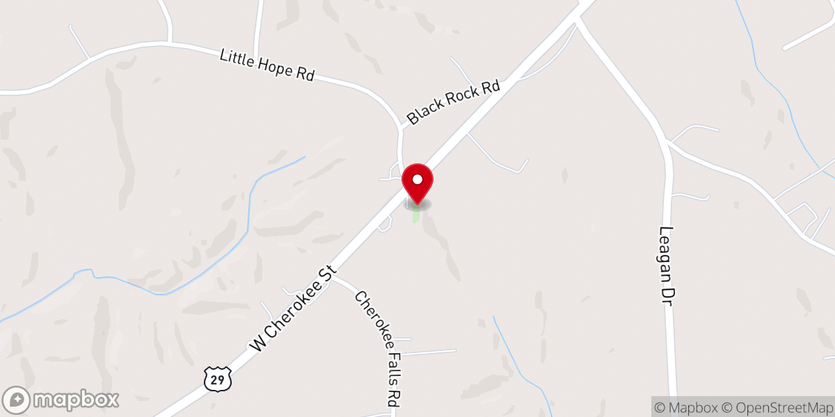 Map showing location of Piney Grove Church